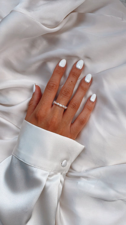 Natural Freshwater Baroque Keshi Pearl Ring (4-5mm)