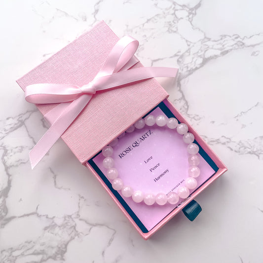 Rose Quartz Gemstone Crystal Beaded Bracelet
