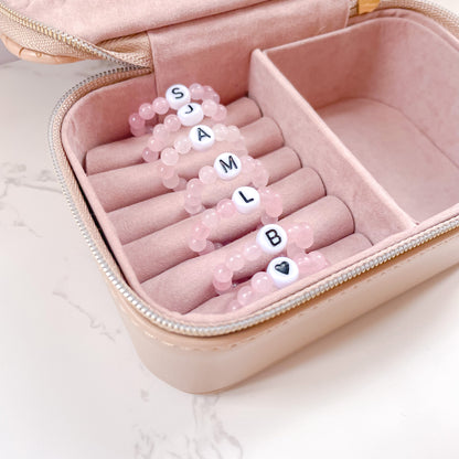 Rose Quartz Beaded Initial Fidget Ring