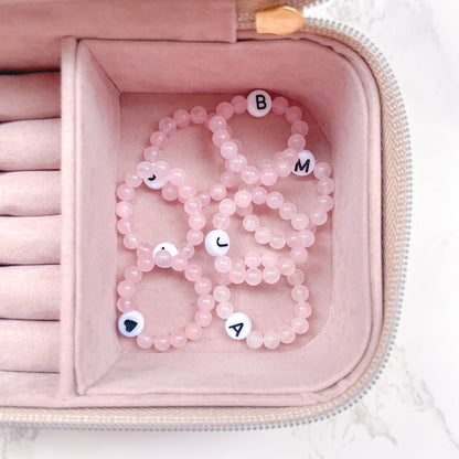 Rose Quartz Beaded Initial Fidget Ring