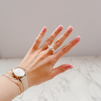 Opalite Moonstone Beaded Initial Fidget Ring