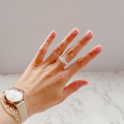Opalite Moonstone Beaded Initial Fidget Ring