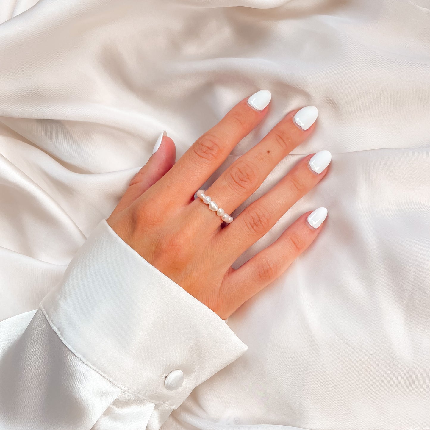 Natural Freshwater Baroque Keshi Pearl Ring (4-5mm)