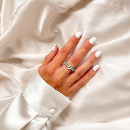 Aventurine Beaded Initial Fidget Ring