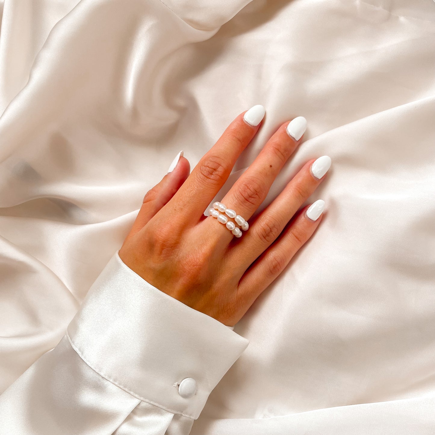 Natural Freshwater Rice Pearl Ring
