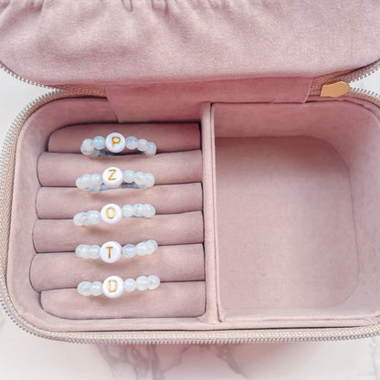 Opalite Moonstone Beaded Initial Fidget Ring