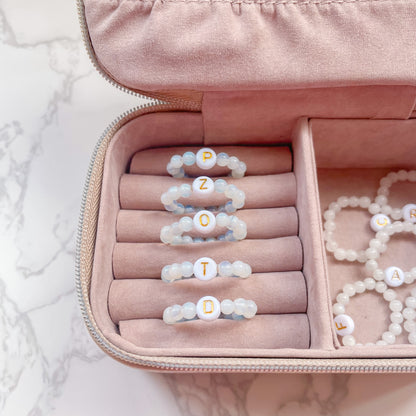 Opalite Moonstone Beaded Initial Fidget Ring