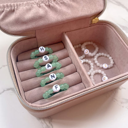 Aventurine Beaded Initial Fidget Ring