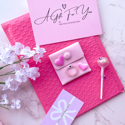 Rose Quartz Beaded Heart Charm Ring