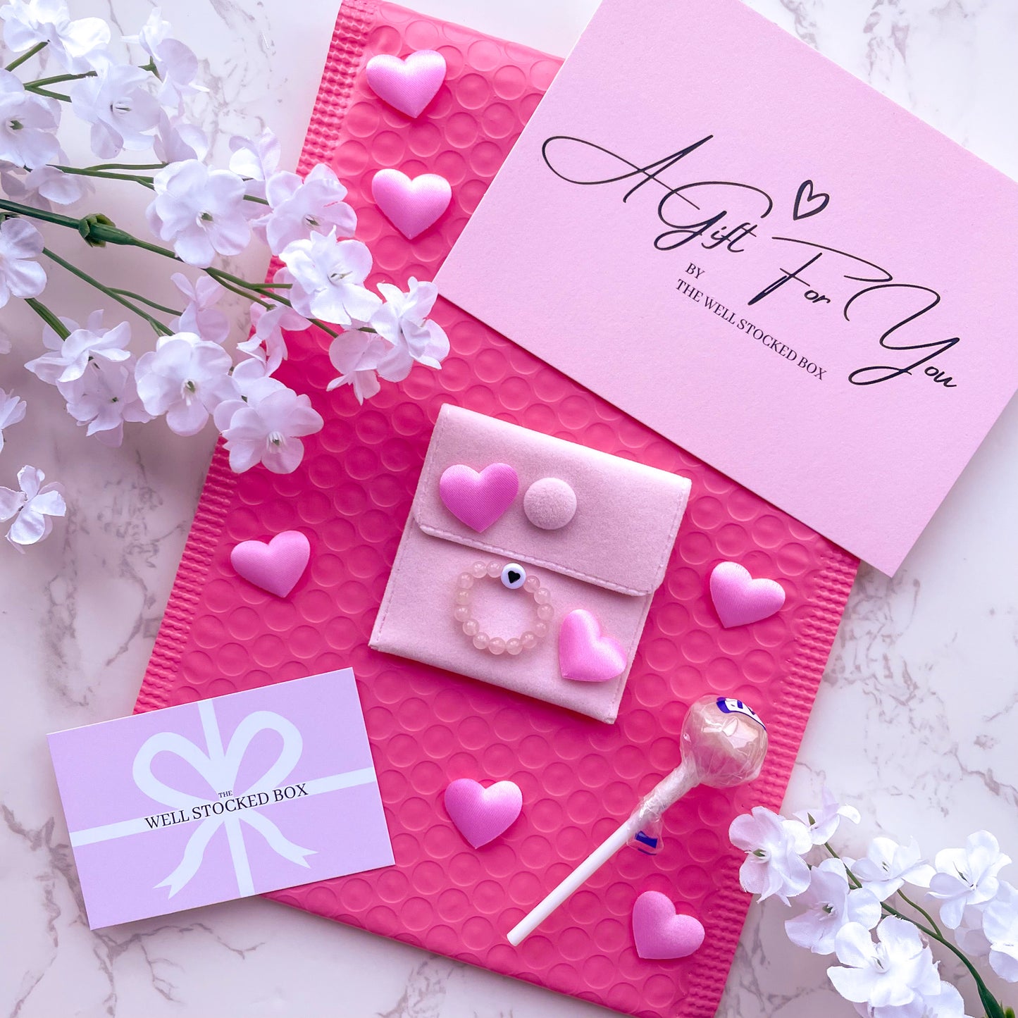 Rose Quartz Beaded Heart Charm Ring