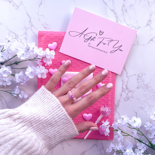 Smiley Rose Quartz Beaded Charm Ring