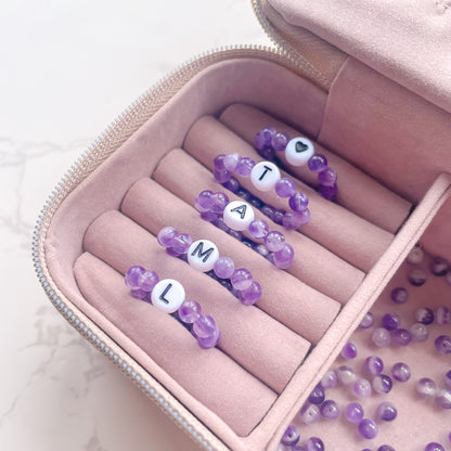 Amethyst Beaded Initial Fidget Ring