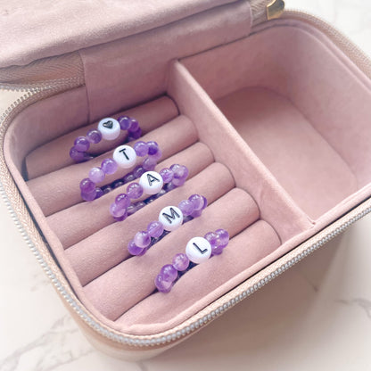 Amethyst Beaded Initial Fidget Ring