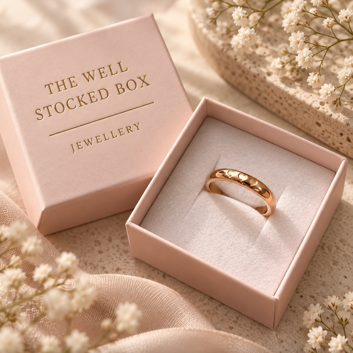 Rose Gold Hearts Ring
