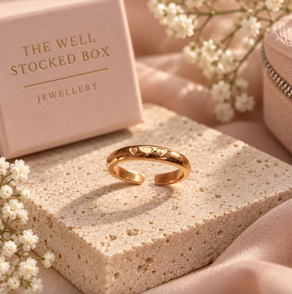 Rose Gold Hearts Ring