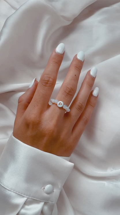Opalite Moonstone Beaded Initial Fidget Ring