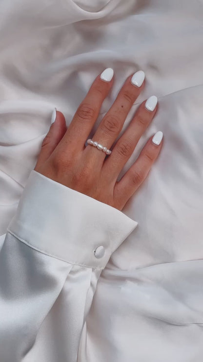 Natural Freshwater Baroque Keshi Pearl Ring (4-5mm)